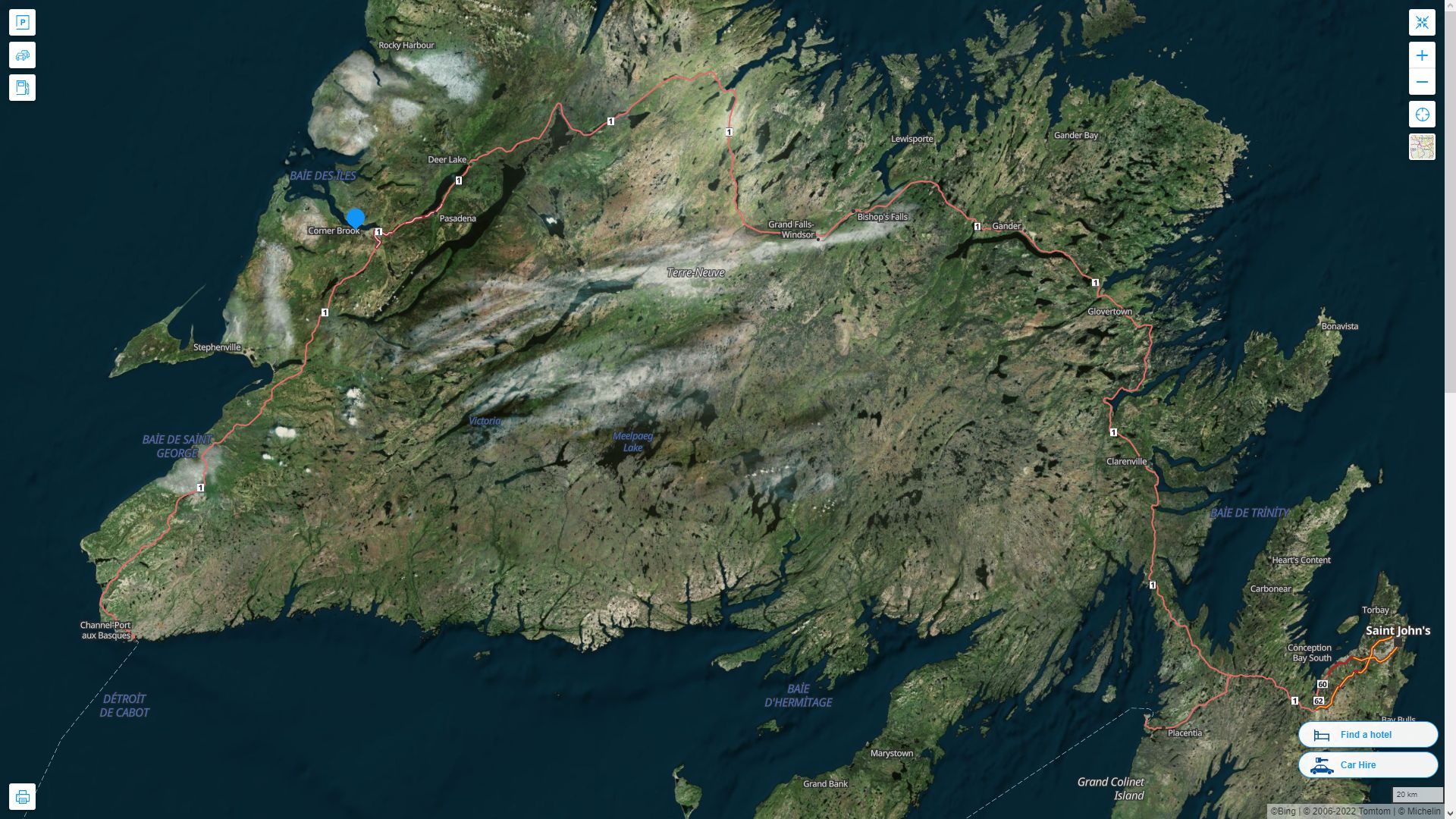 Georgetown Canada Autoroute et carte routiere avec vue satellite